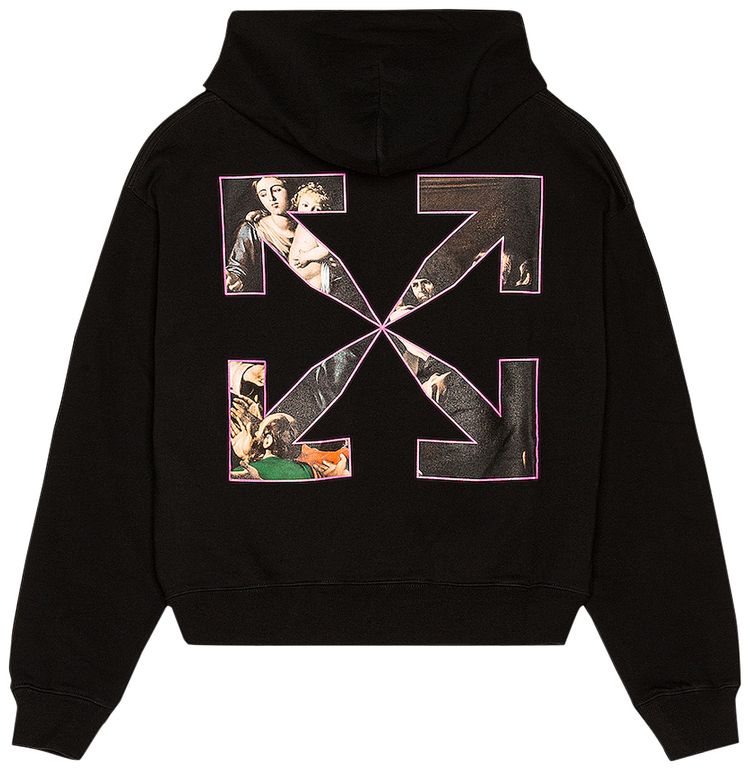 Off White Sprayed Caravaggio Over Hoodie BlackWhite