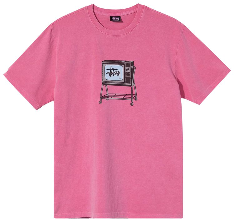 Stussy Rolling TV Pigment Dyed Tee Pink