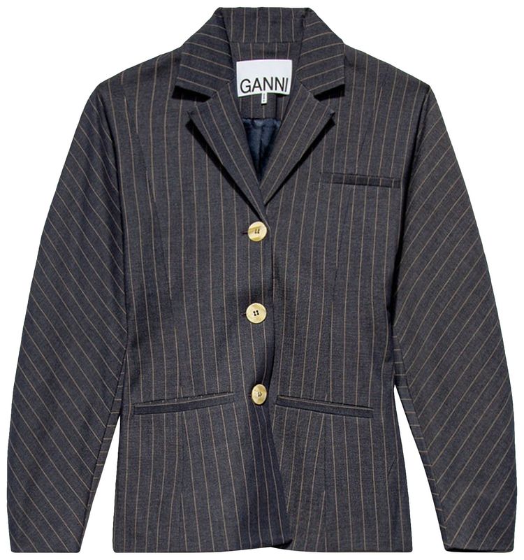 GANNI Stretch Stripe Blazer Dress Blues