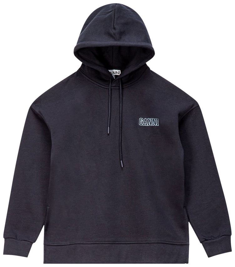 GANNI Logo Embroidered Hoodie Sky Captain
