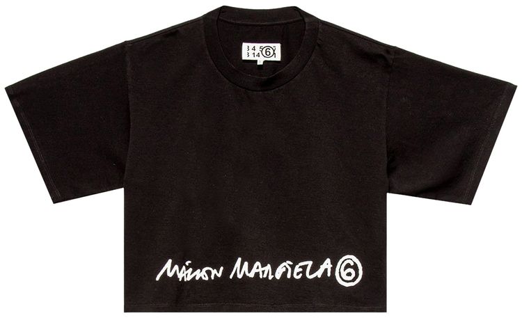 MM6 Maison Margiela Cropped Logo Tee Black