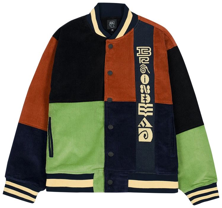Brain Dead Jacquard Patchwork Letterman Jacket Multi