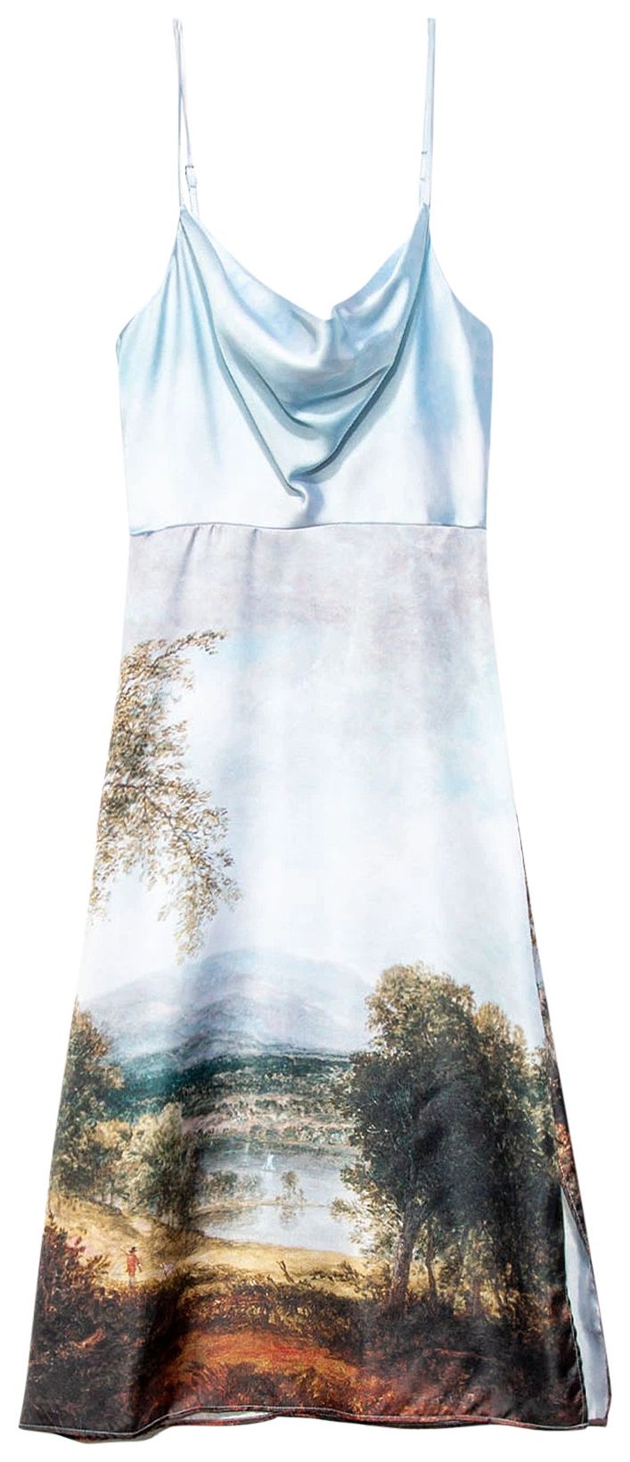 Reese Cooper Landscape Silk Slip Dress Multicolor