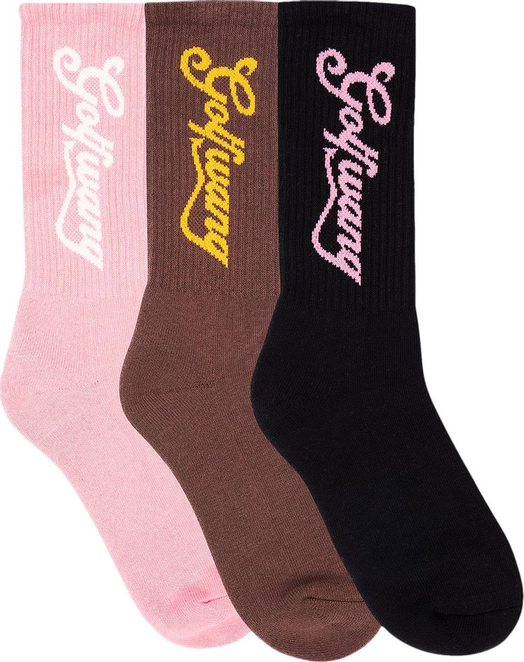 GOLF WANG Diablo Socks 3 Pack Dark PinkBrownBlack