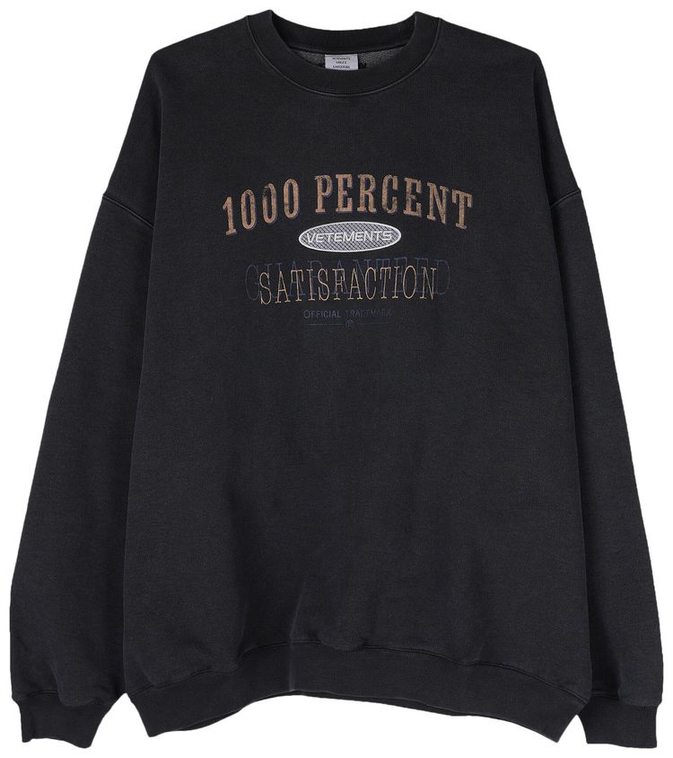 Vetements 1000 Percent Sweatshirt Washed Black
