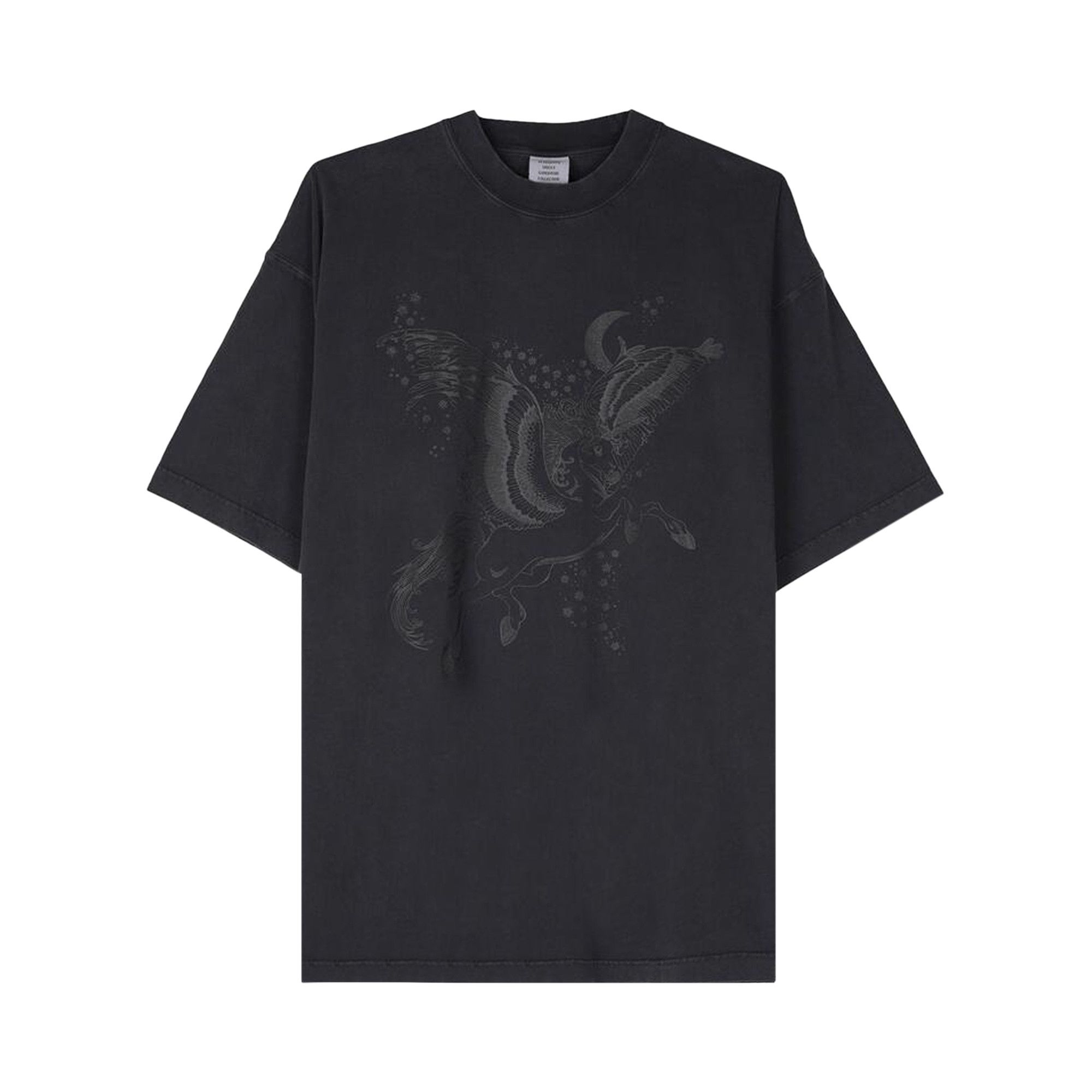 Tシャツ・カットソー Vetements UE64TR755BB FLYING UNICORN TONAL T-shirt Buy Vetements Flying Unicorn Tonal T-Shirt 'Black/Black