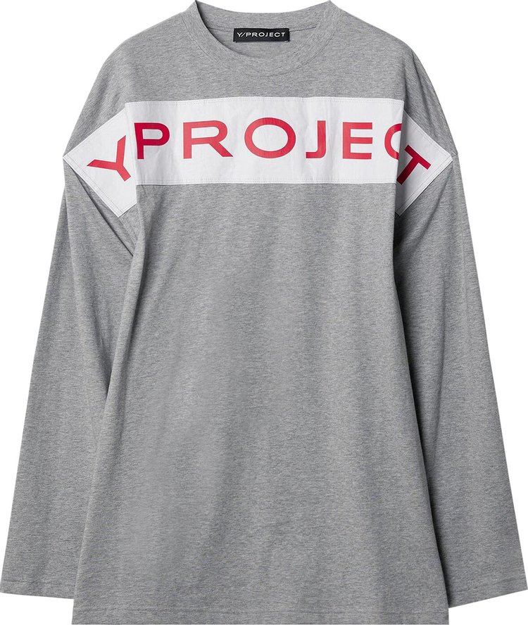 YProject Scrunched Logo Long Sleeve T Shirt Grey Melange