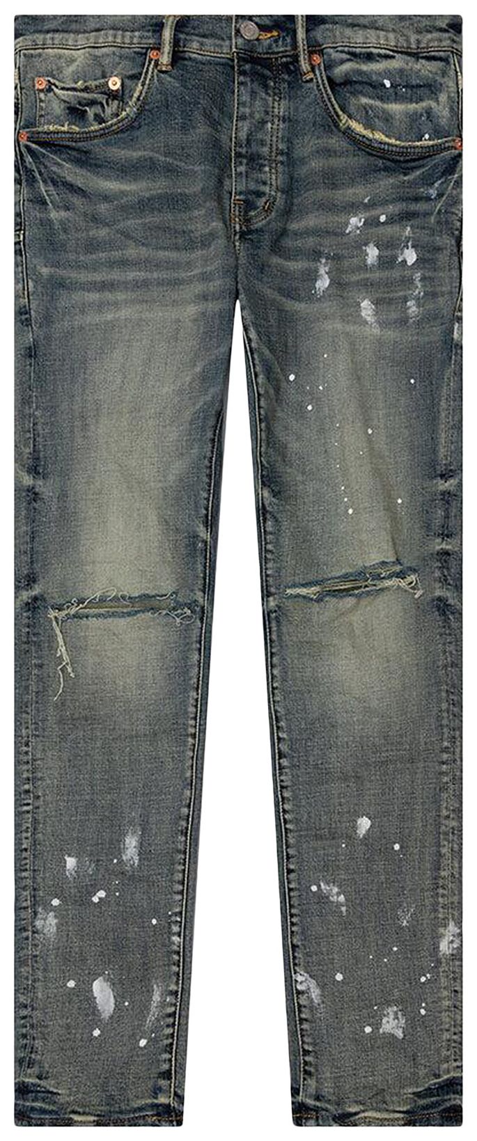 PURPLE BRAND Worn Knee Slit Pants Indigo