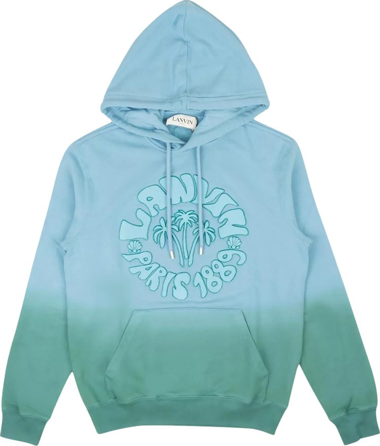 Lanvin Embossed Logo Ombre Hoodie TealBlue