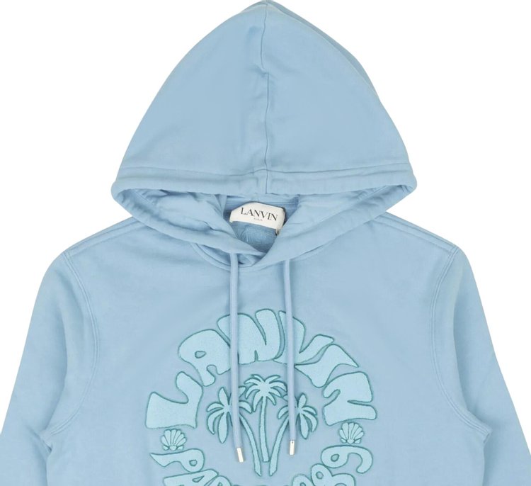 Lanvin Embossed Logo Ombre Hoodie TealBlue