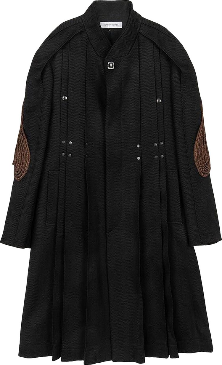 Kiko Kostadinov Deultum Pleated Coat Raven BlackSparkle Brown