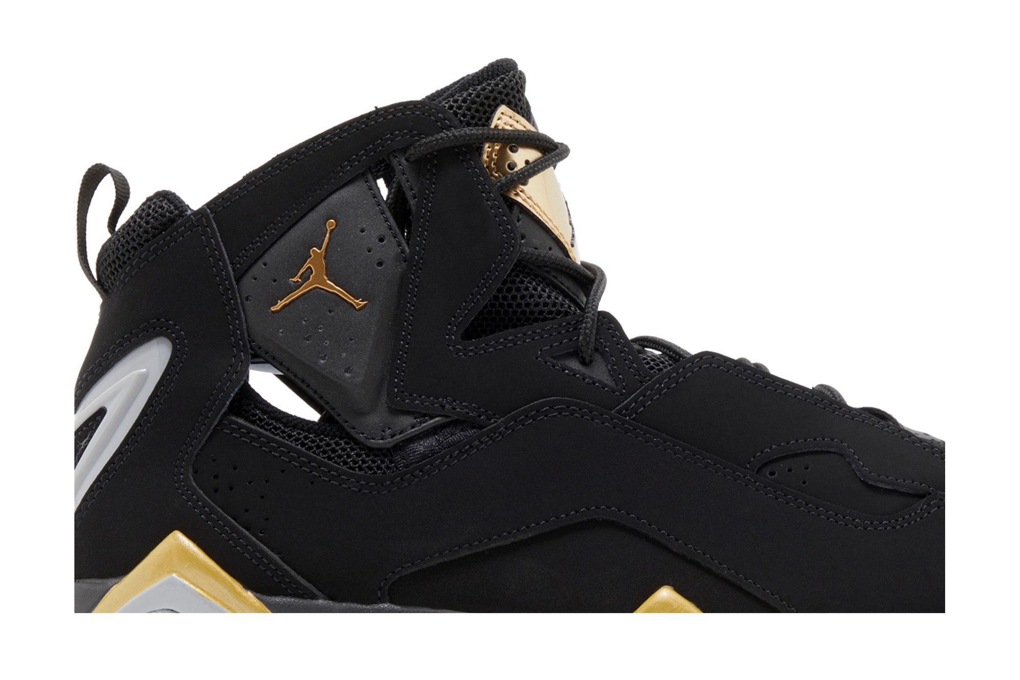 Size 10.0 Jordan True Flight Black Metallic Gold