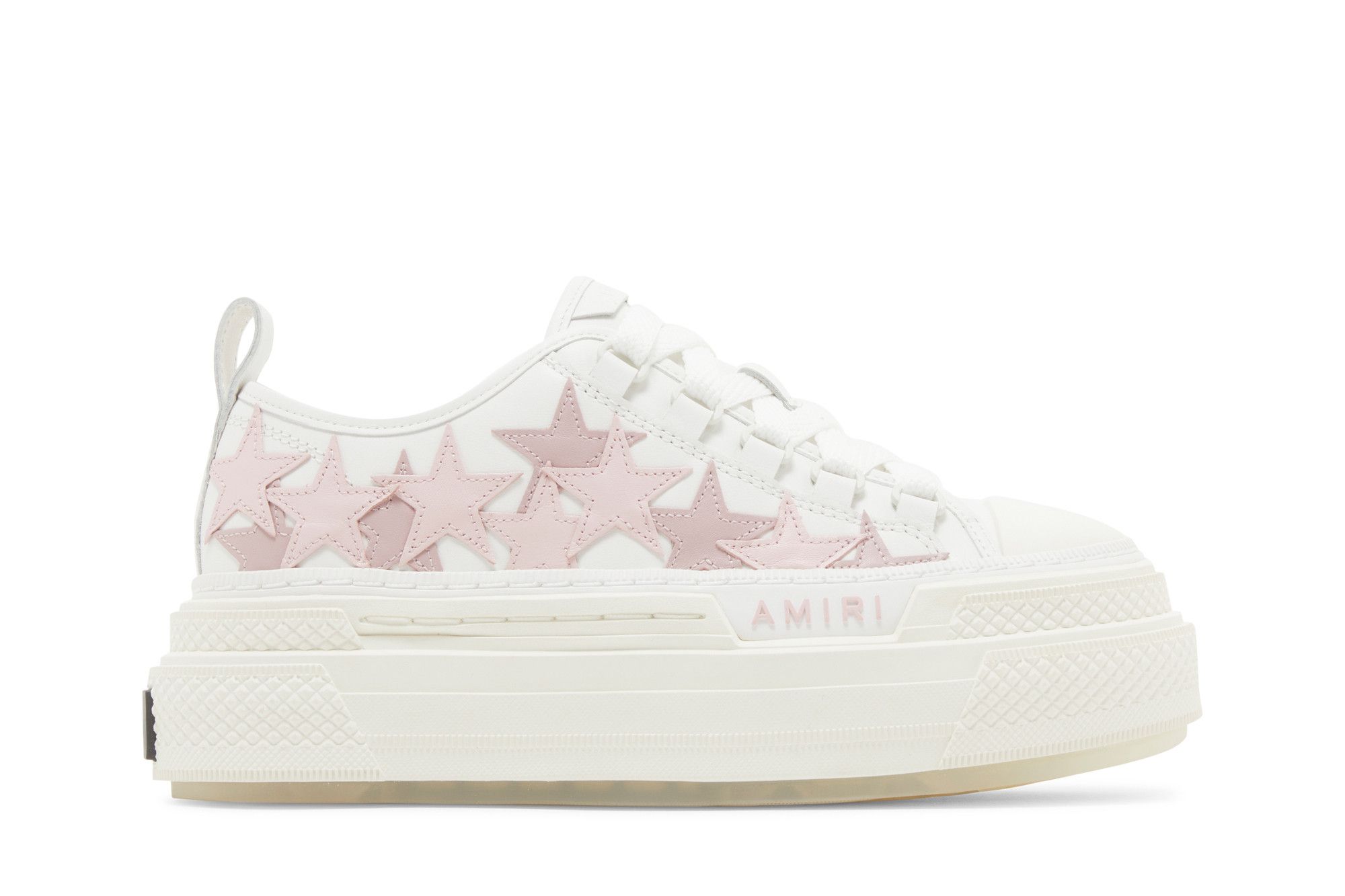 【AMIRI】女性 PLATFROM STARS COURT LOW スニーカー AWFOSR1008 White & Black Platform Stars Court Low Sneakers by AMIRI on Sale