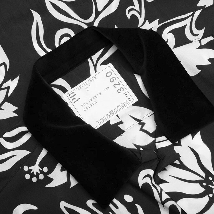 Sacai Floral Print Shirt Black