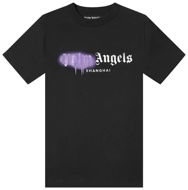 Palm Angels Shanghai Sprayed Logo Tee BlackPurple