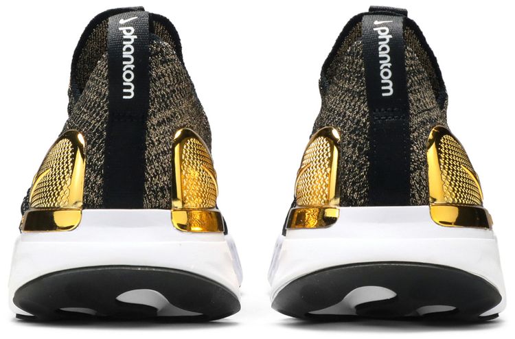 Nike Wmns React Phantom Run Flyknit 2 Premium Black Metallic Gold