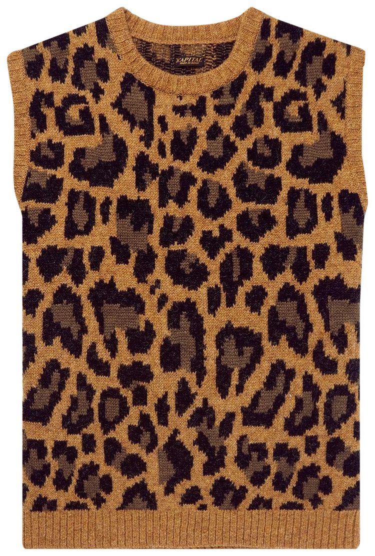 Kapital Leopard Print Sweater Vest Brown
