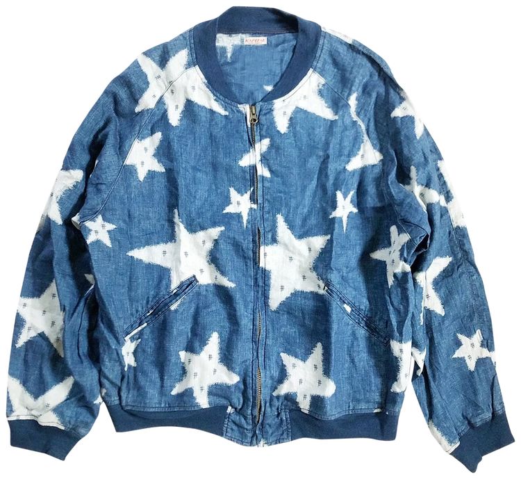 Kapital Linen Stars Baggy Bomber Jacket Indigo