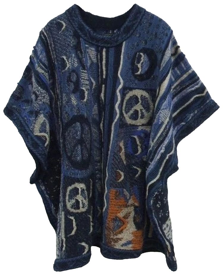 Kapital 7 Gauge Boro Gaudy Sweater Vest Blue