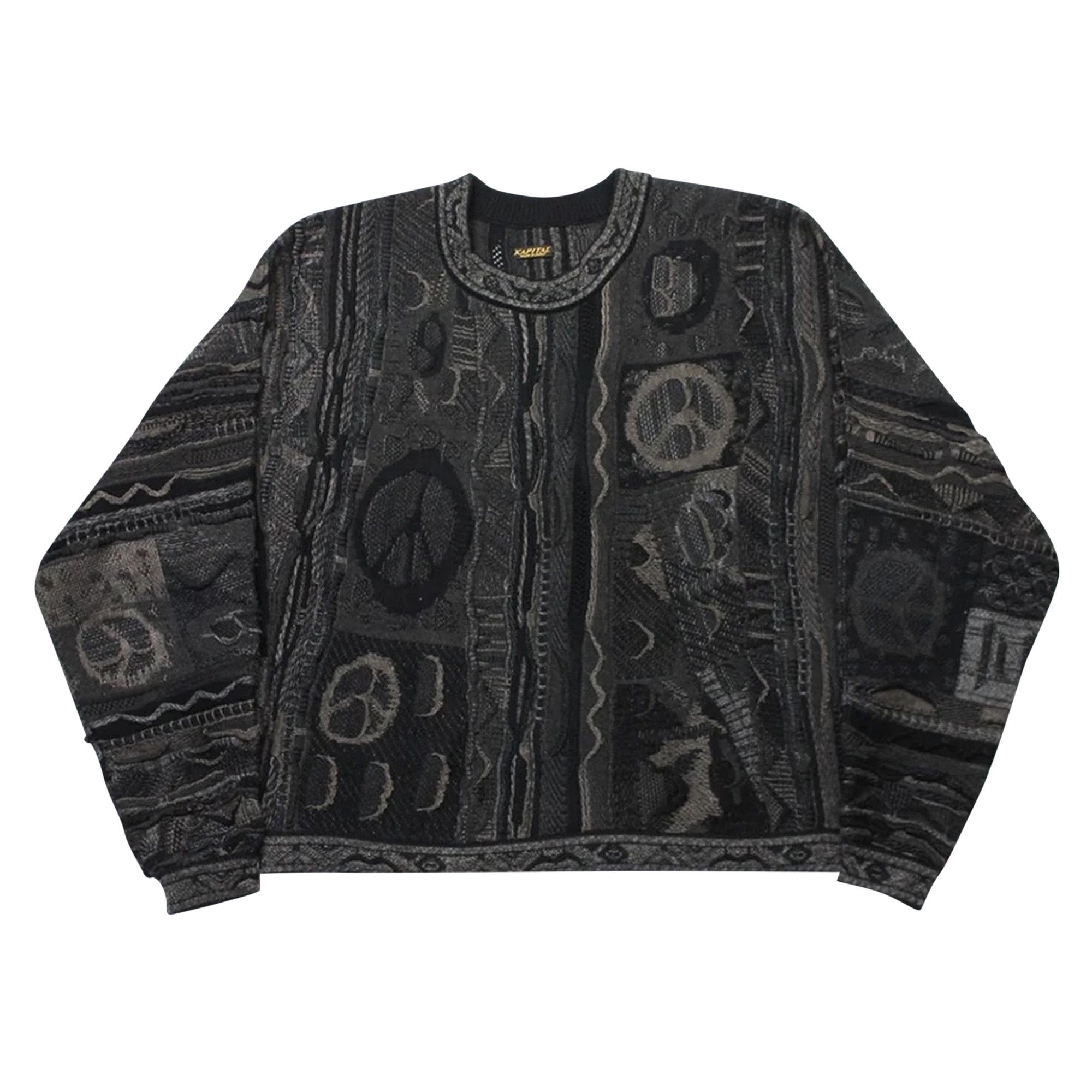 Buy Kapital 7 Gauge Boro Knit Gaudy Sweater 'Black' - EK 970