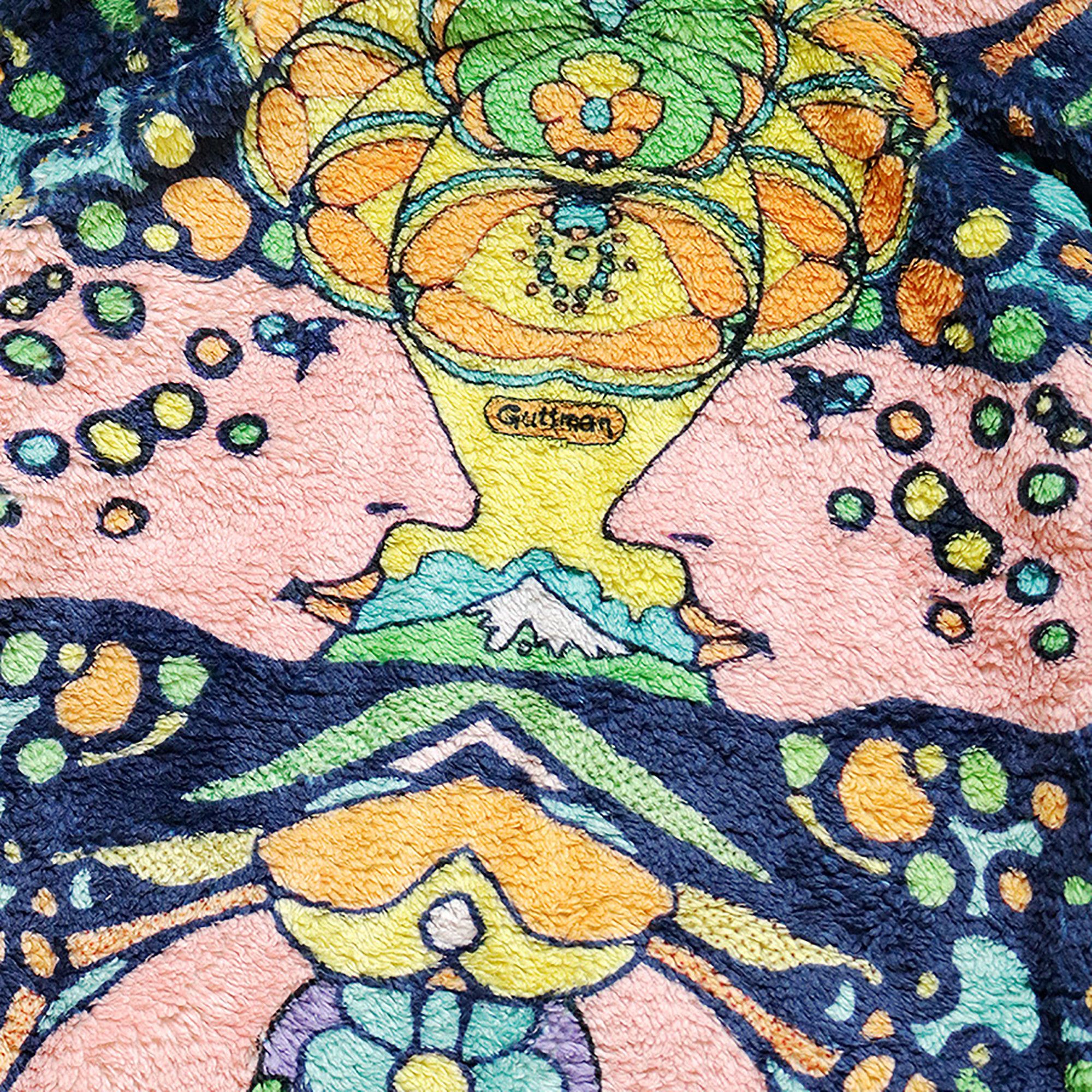 Buy Kapital Goodman Flower Pattern Fleece Zip Blouson 'Navy
