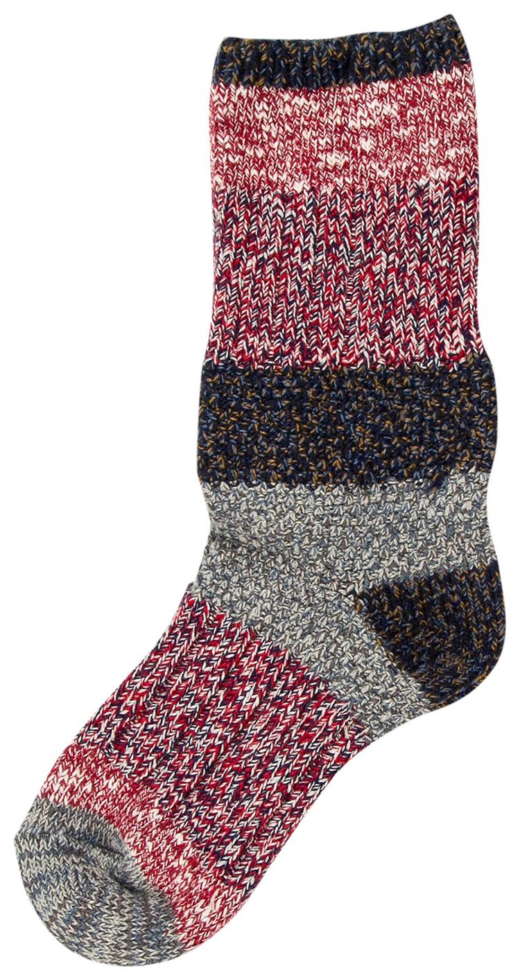 Kapital Woven Knit Striped Socks Red