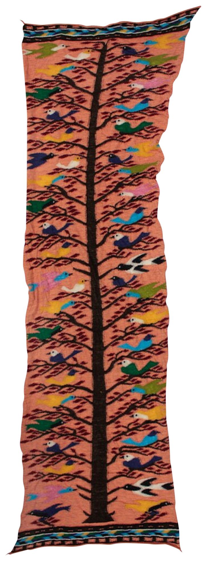 Kapital Bird Tree Wool Scarf Salmon Pink