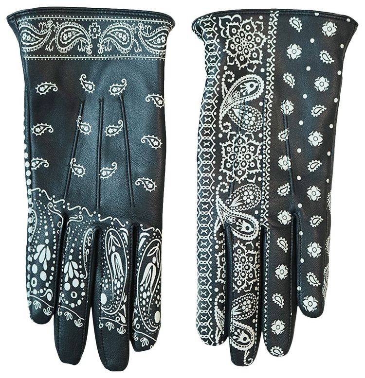 Kapital Leather Bandana Gloves Navy