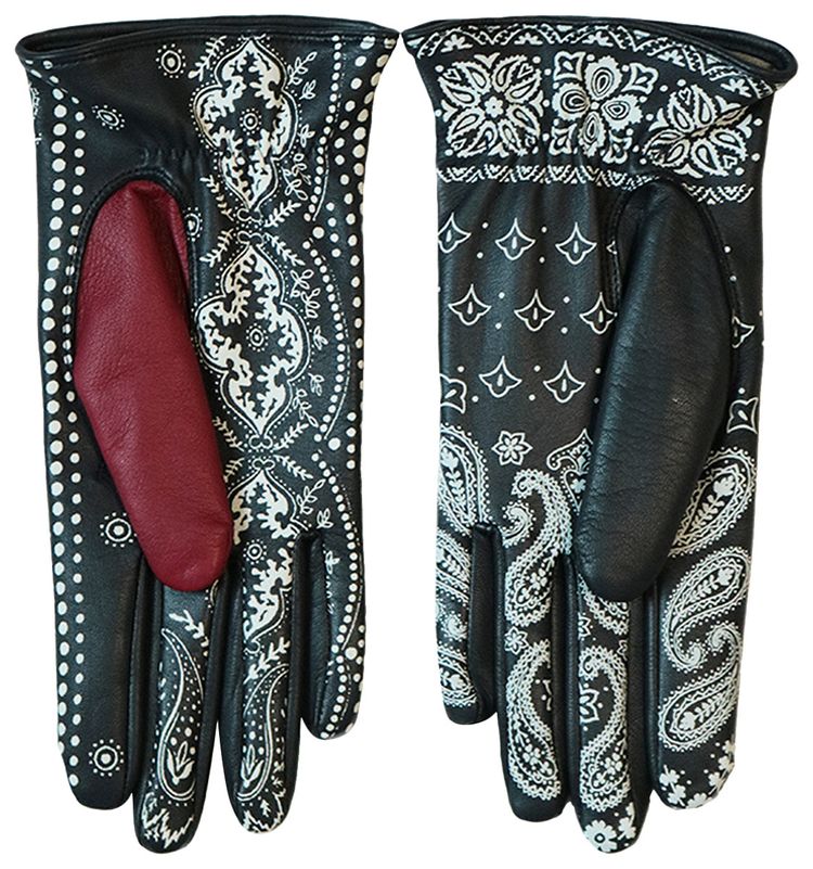 Kapital Leather Bandana Gloves Navy