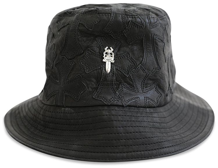 Chrome Hearts Cross Leather Patch Bucket Hat Black