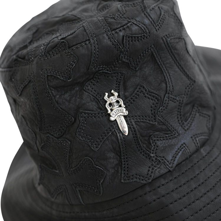 Chrome Hearts Cross Leather Patch Bucket Hat Black