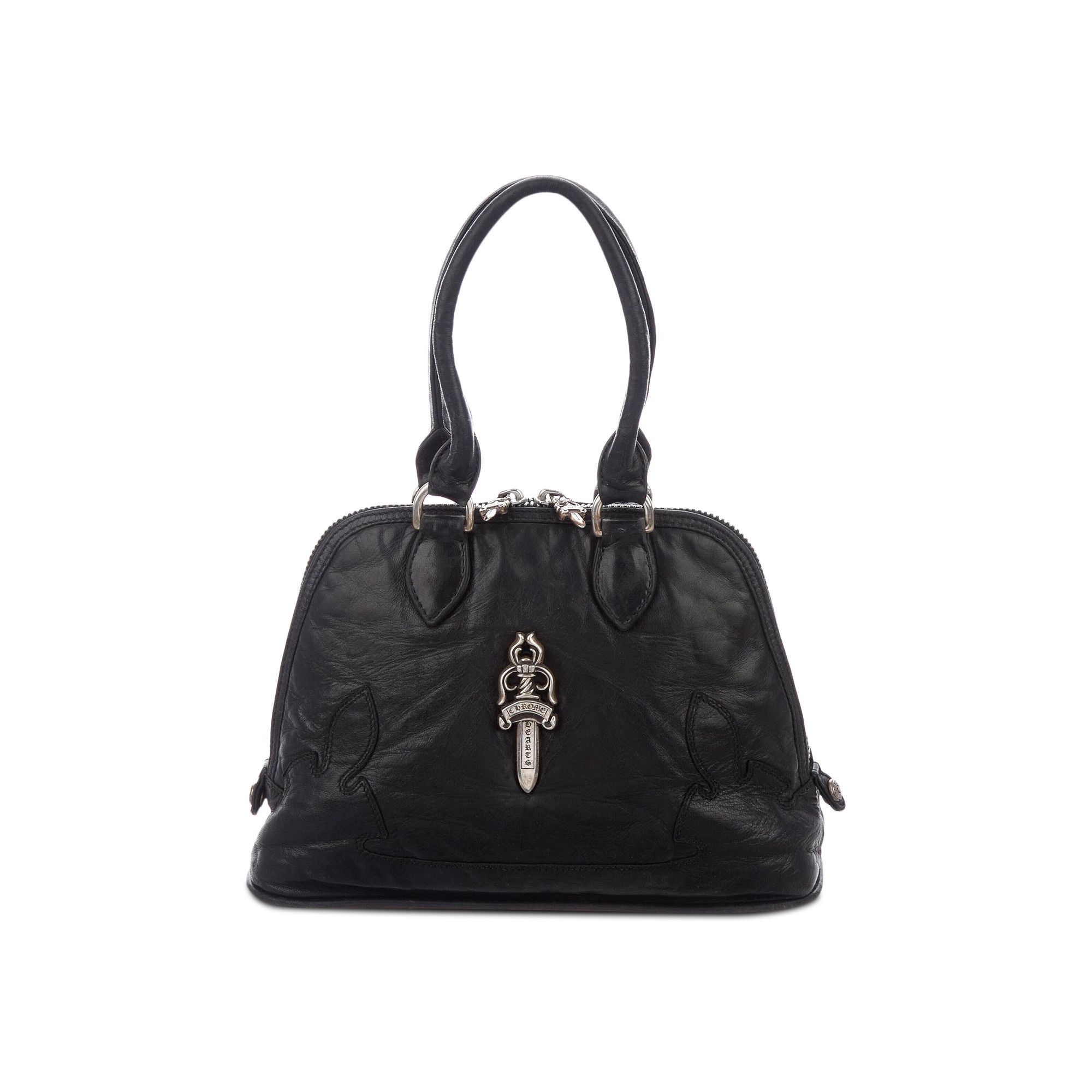 Buy Chrome Hearts Leather Handle Bag Black 1383 100000806LHB BLAC GOAT