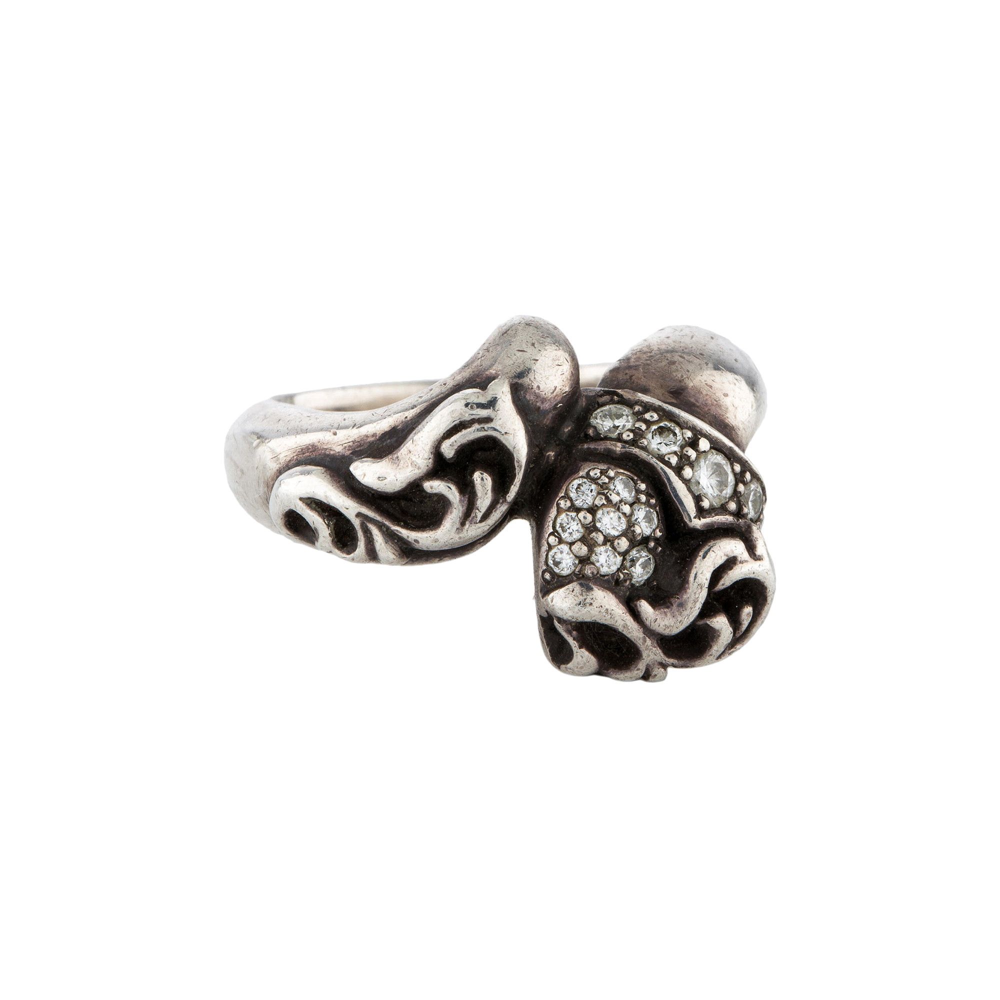 Buy Chrome Hearts Diamond Heart Heart Knot Ring 'Silver' - 1383