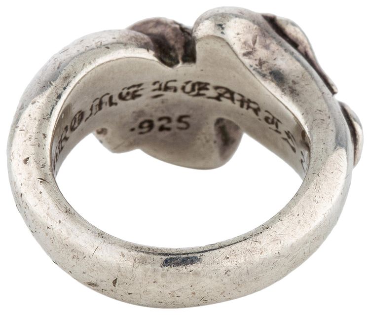 Chrome Hearts Diamond Heart Heart Knot Ring Silver