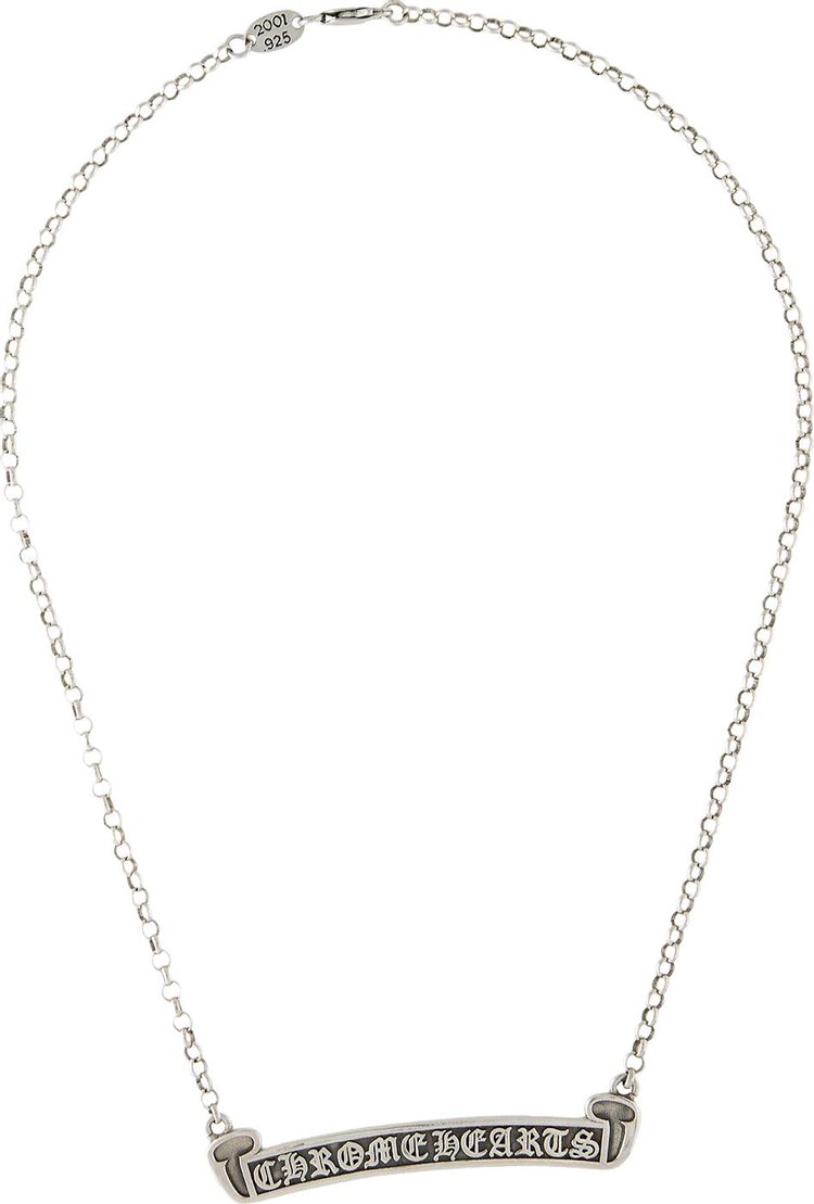 Chrome Hearts Scroll Label Chain Necklace Silver