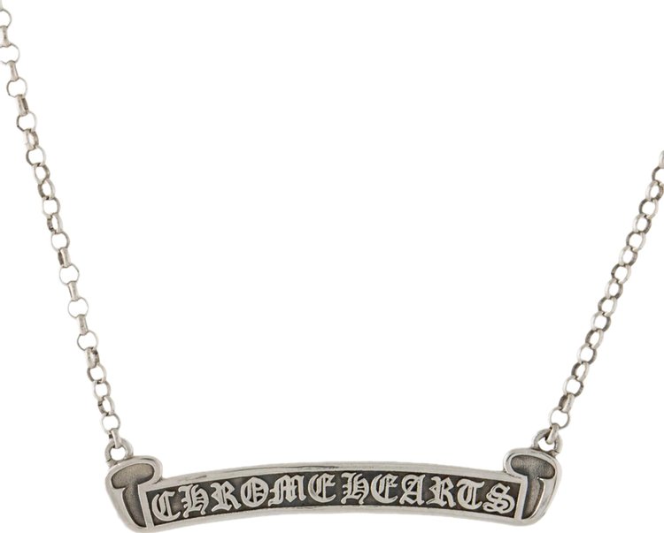 Chrome Hearts Scroll Label Chain Necklace Silver