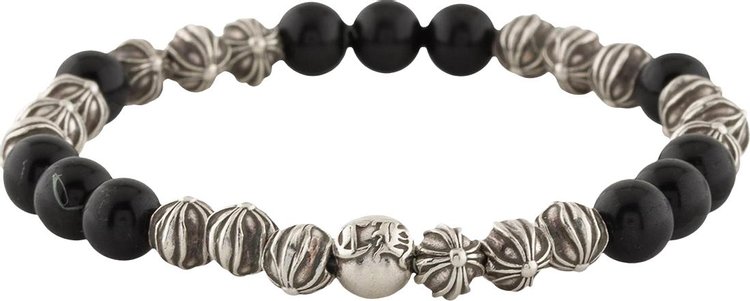 Chrome Hearts Onyx And Celtic Cross Bead Bracelet Silver