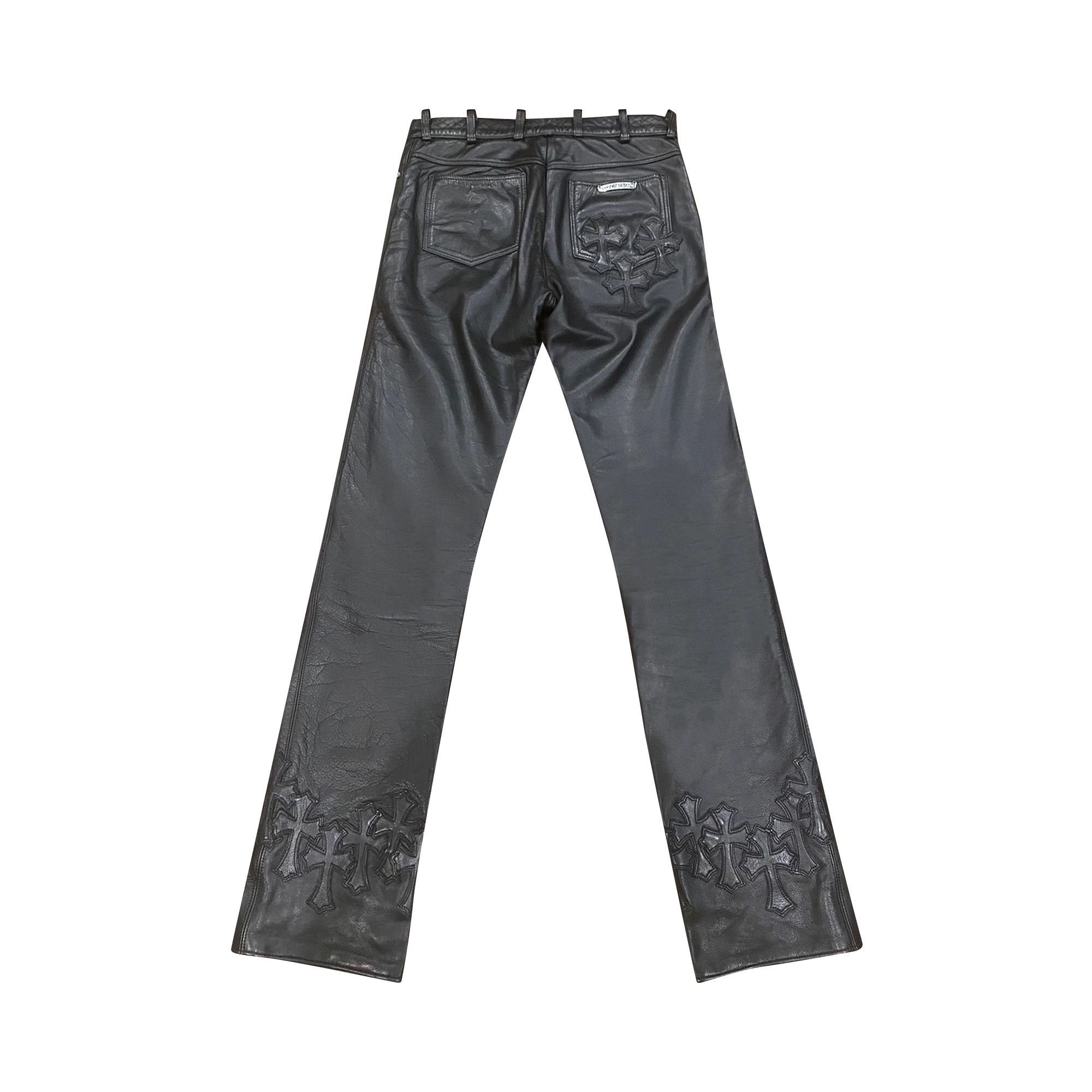 Buy Chrome Hearts Cemetery Cross Leather Rider Pants (1 of 1