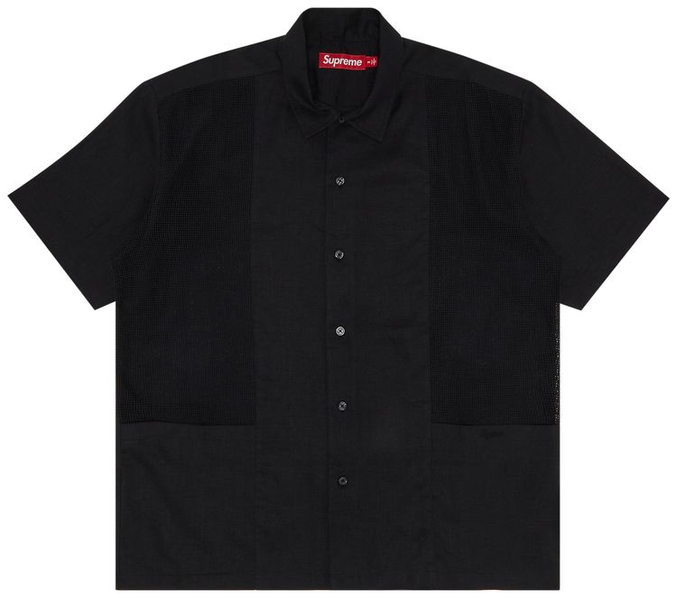 Buy Supreme Mesh Panel Linen Short-Sleeve Shirt 