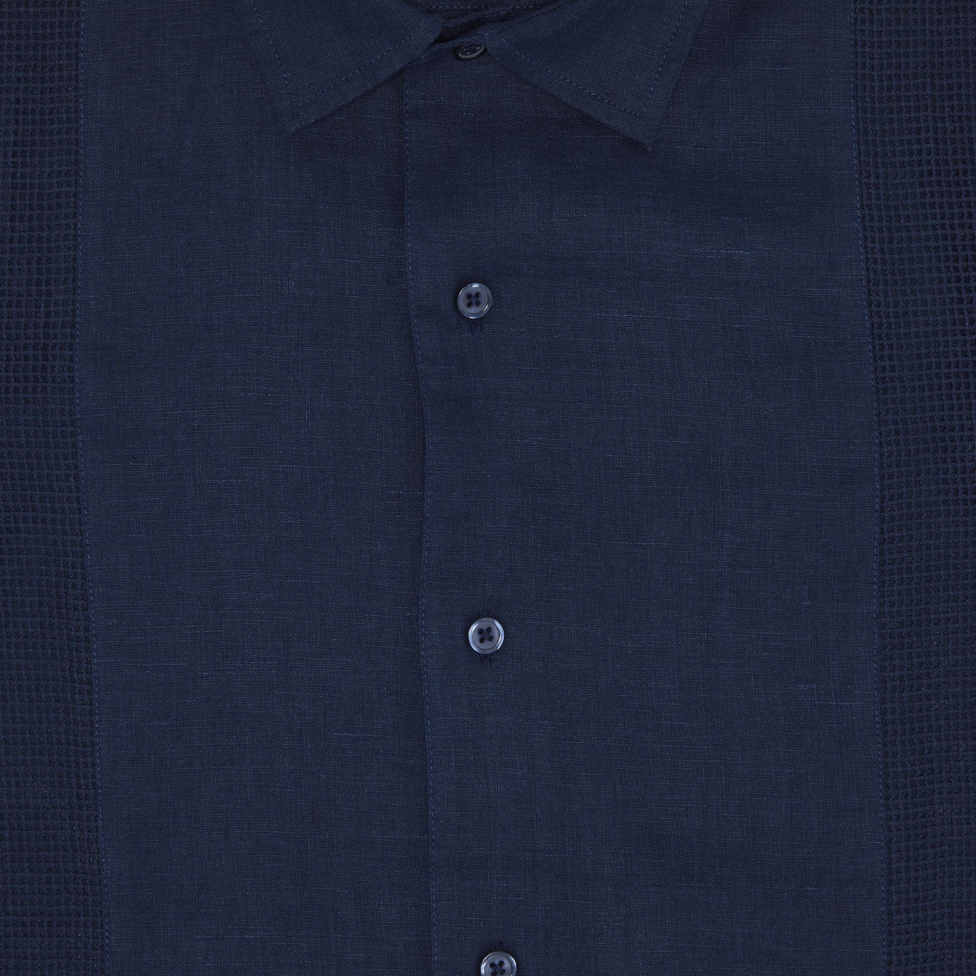 Size l Supreme Mesh Panel Linen Short-Sleeve Shirt 'Navy'