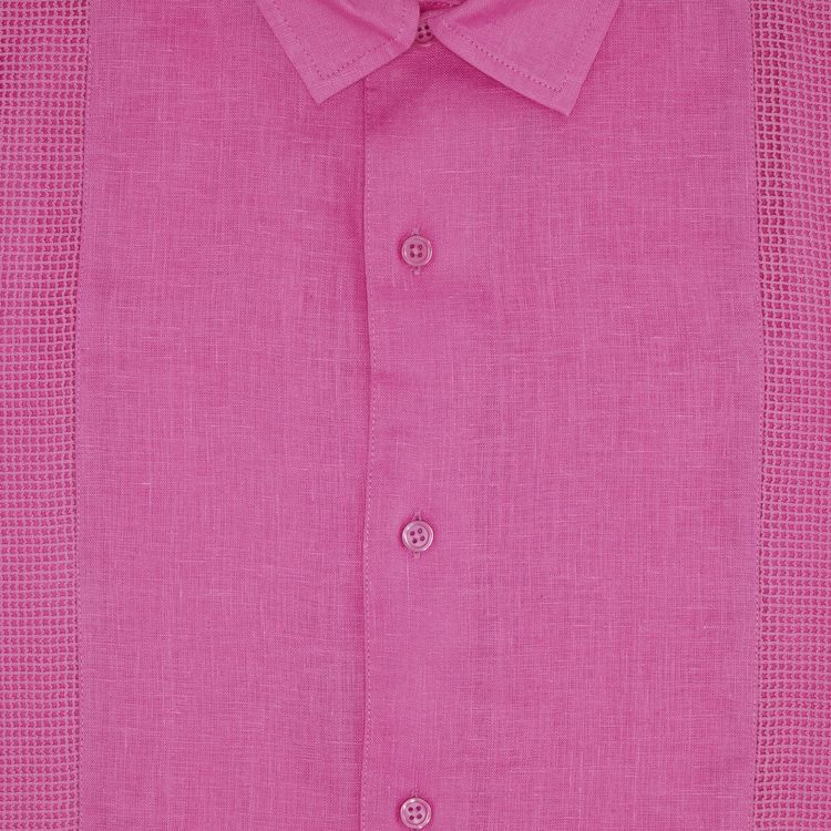 Supreme Mesh Panel Linen Short Sleeve Shirt Pink