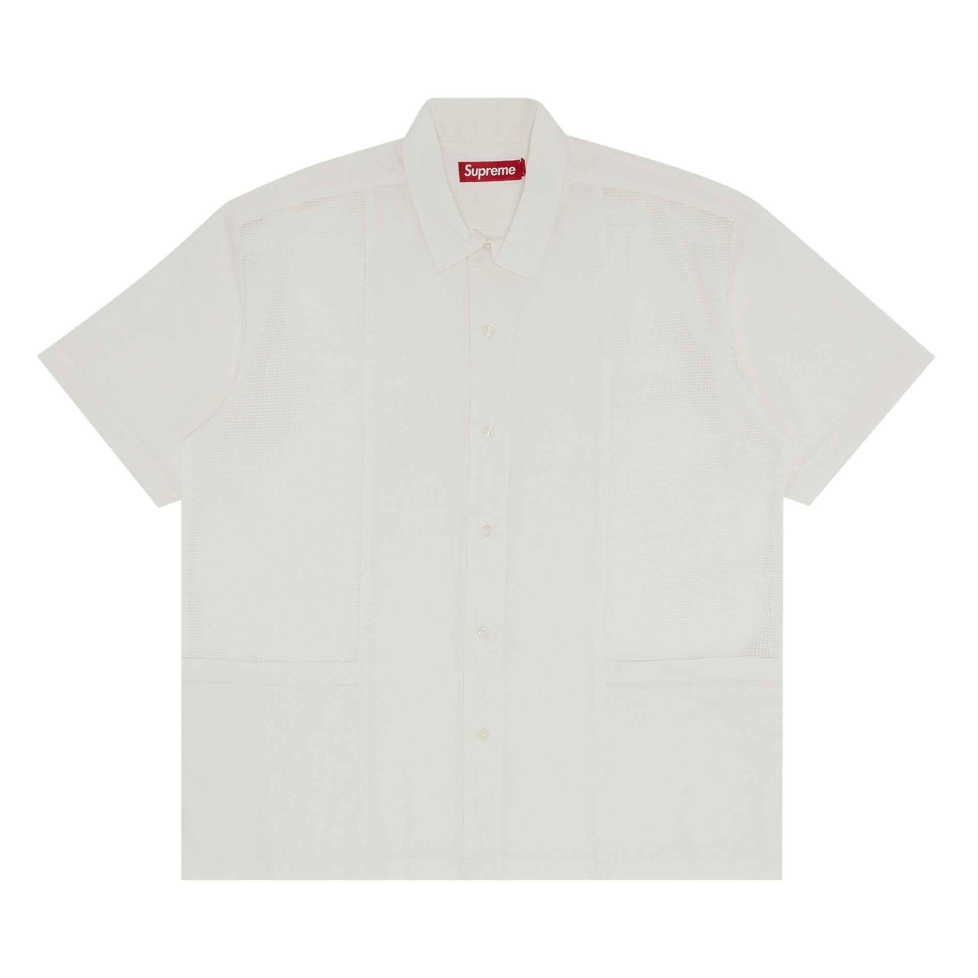 Supreme Mesh Panel Linen Short-Sleeve Shirt 'White'
