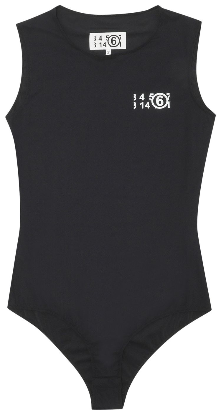 MM6 Maison Margiela Logo Printed Tank Bodysuit Black