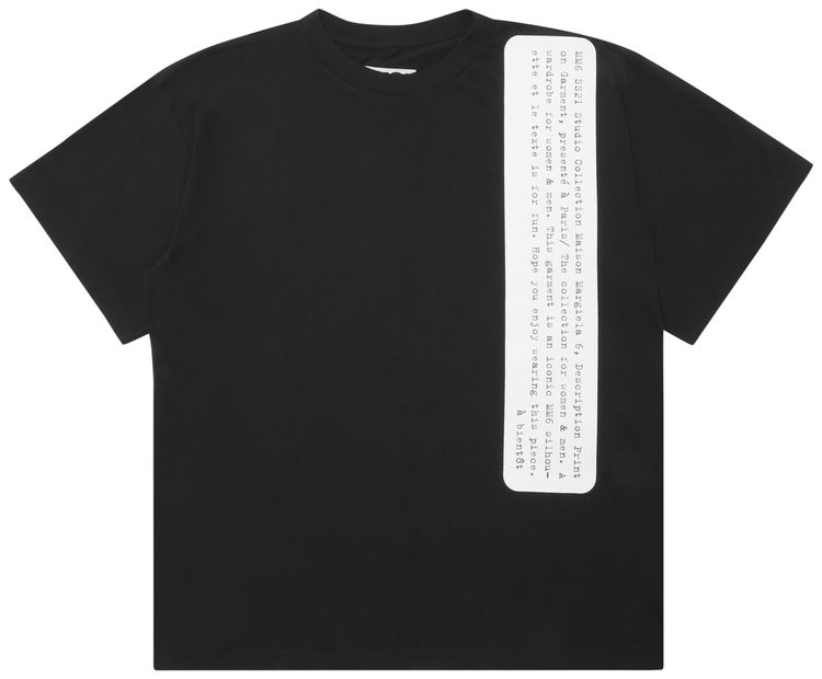 MM6 Maison Margiela Description Print T Shirt Black