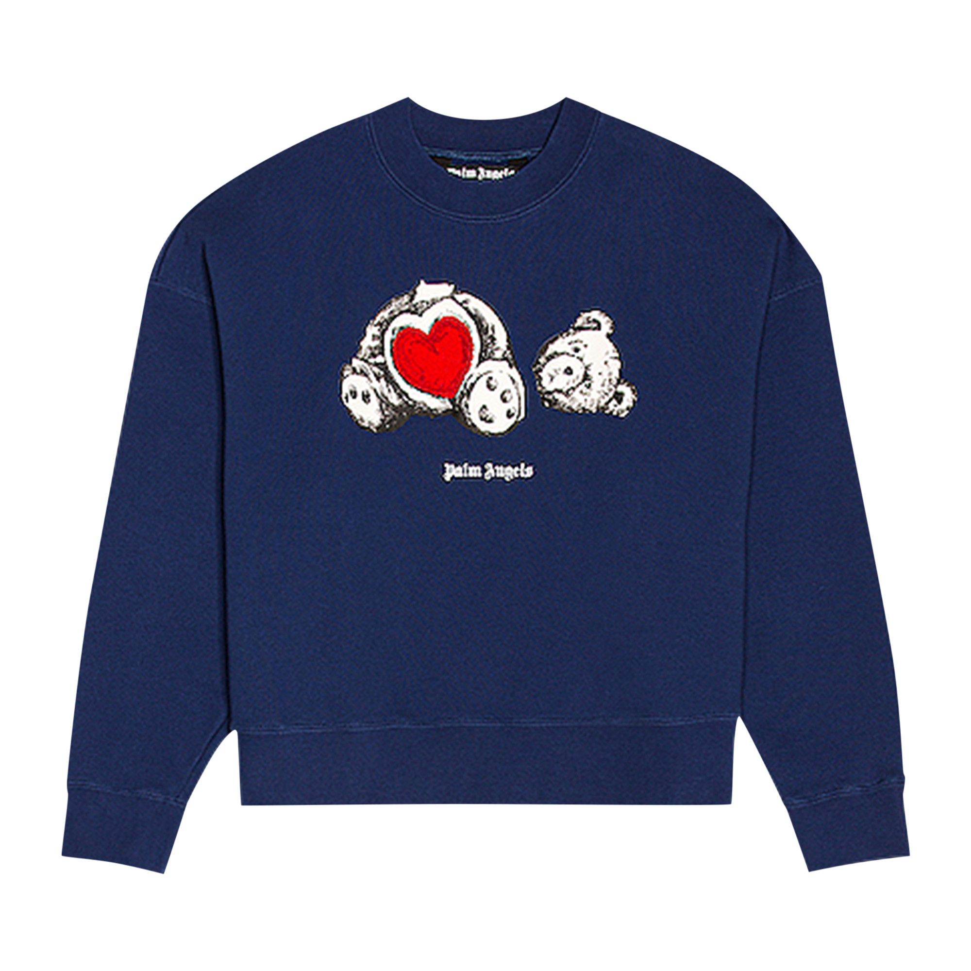 Buy Palm Angels Bear In Love Crewneck 'Blue/White Buy Palm Angels Bear In Love Crewneck 'Blue/White