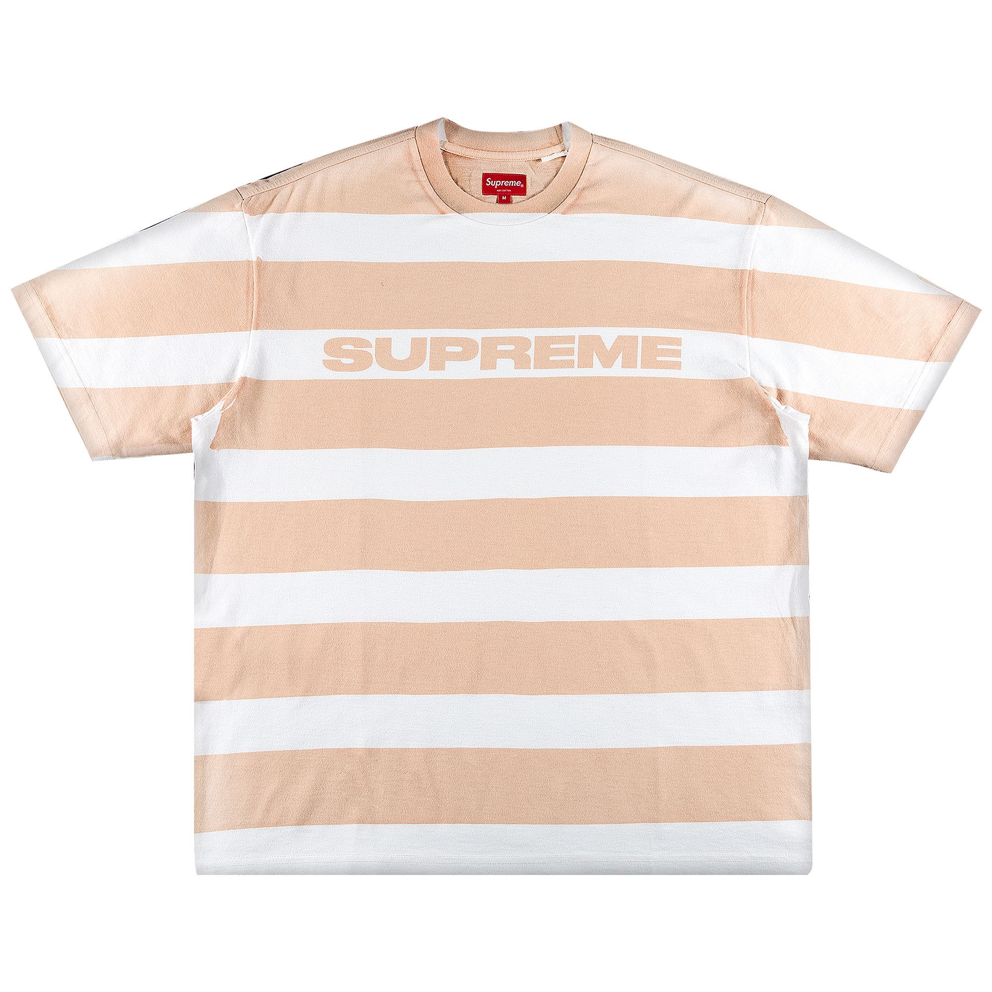 Size xl Supreme Printed Stripe Short Sleeve Top Peach