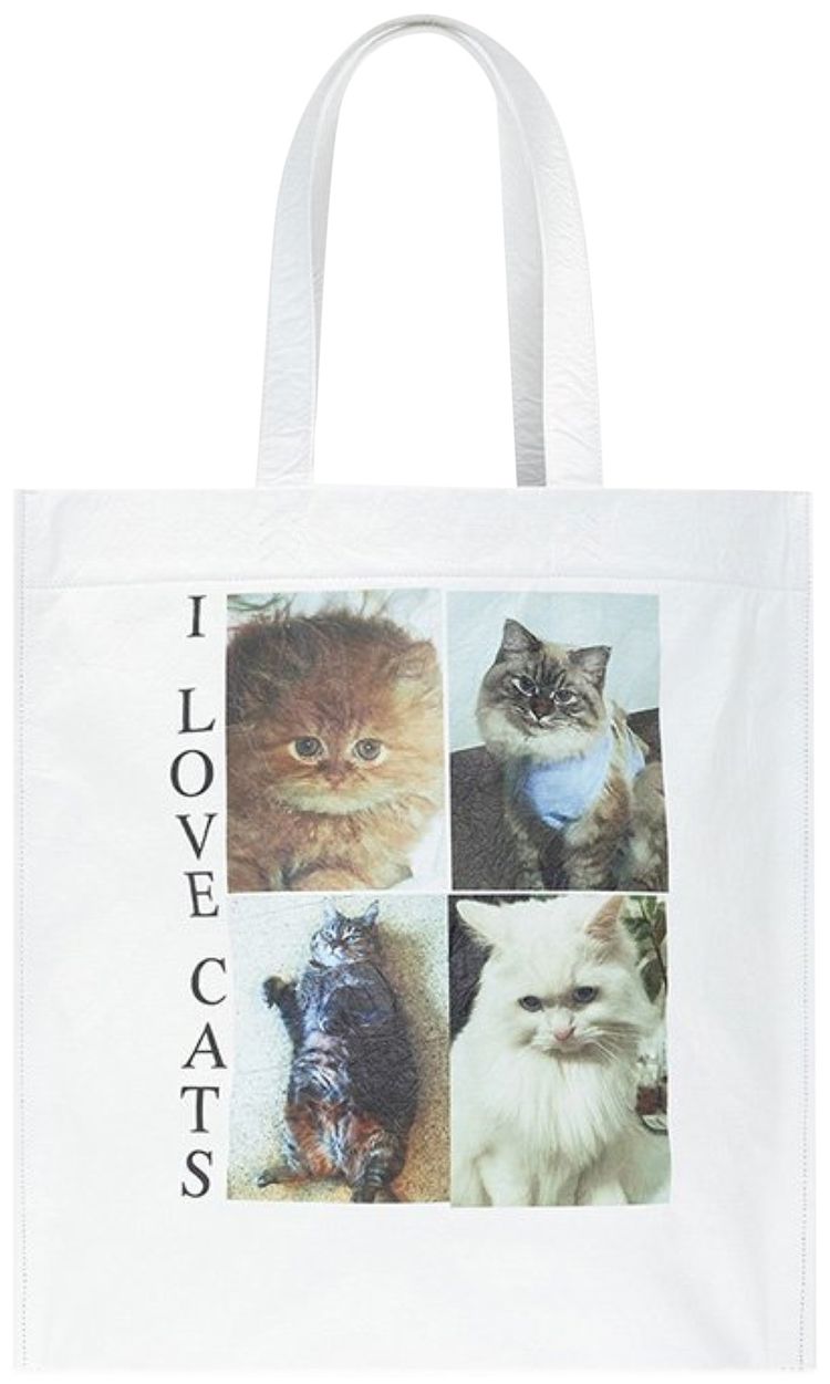 Balenciaga I Love Cats Shopper Bag White