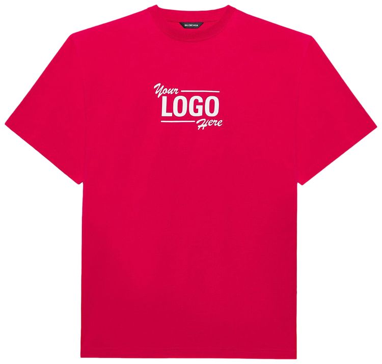 Balenciaga Logo Here Flatground T Shirt RaspberryWhite