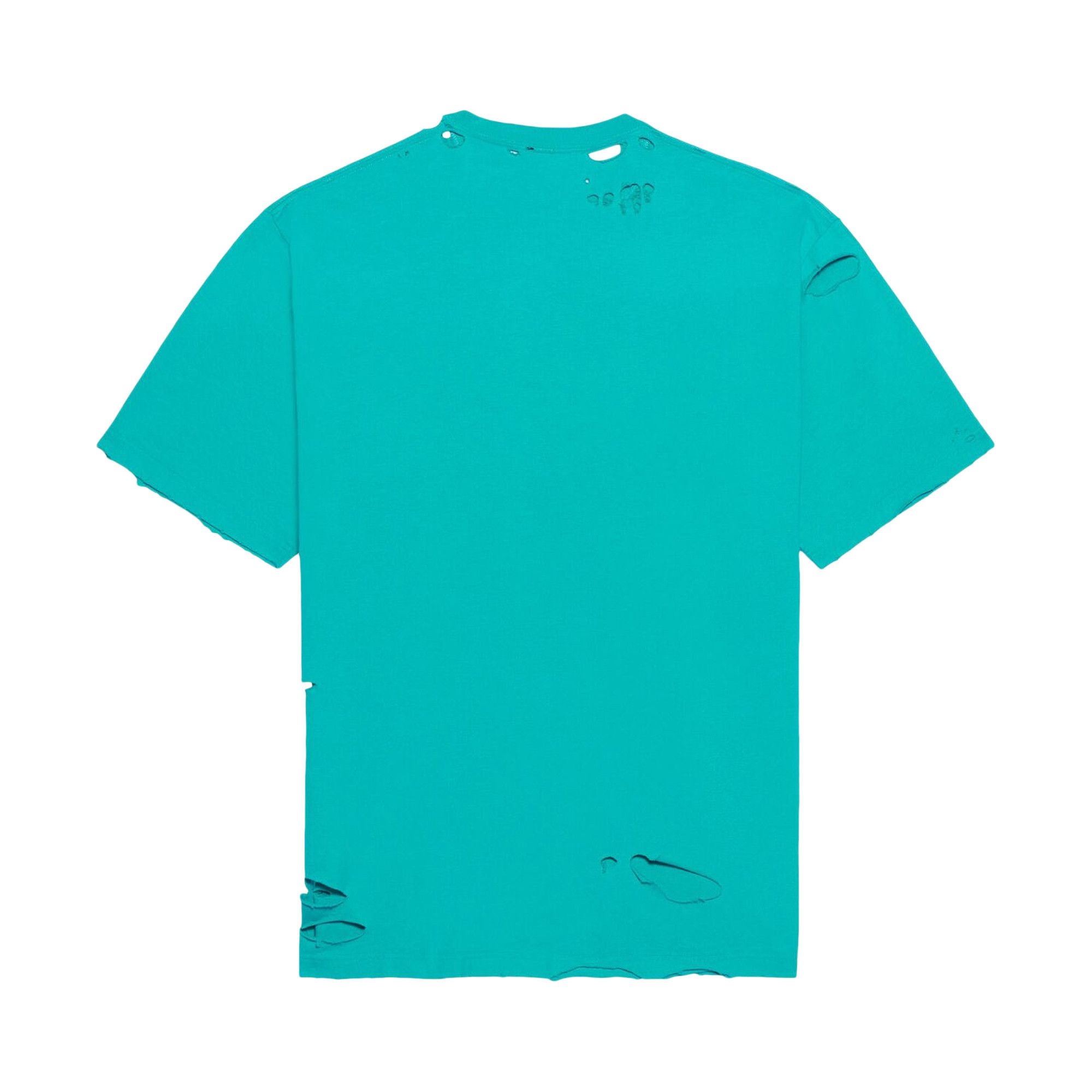 BALENCIAGA ターコイズ デストロイ Tシャツ Buy Balenciaga Destroyed Flatground T-Shirt 'Turquoise/White