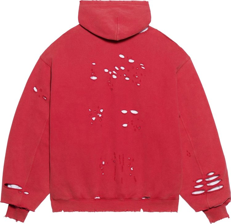 Balenciaga Destroyed Hoodie RaspberryWhite